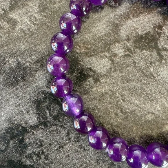 Amethyst Energy Bracelet 6.75 inch Natural Stone Beaded Stretch 8mm Beads - Picture 9 of 10
